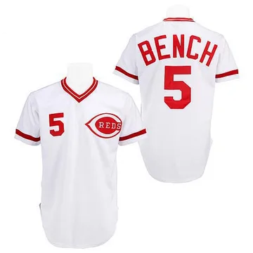 Johnny Bench Men's Cincinnati Reds Replica Throwback Jersey - White