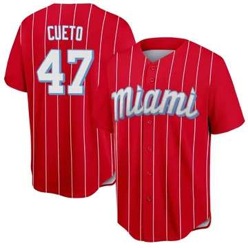 Johnny Cueto Men's Miami Marlins Replica 2021 City Connect Jersey - Red