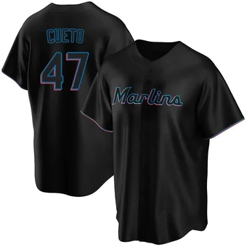 Johnny Cueto Men's Miami Marlins Replica Alternate Jersey - Black