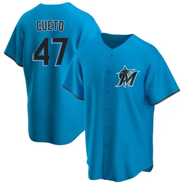 Johnny Cueto Men's Miami Marlins Replica Alternate Jersey - Blue