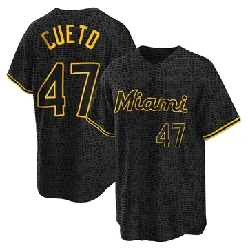 Johnny Cueto Men's Miami Marlins Replica Snake Skin City Jersey - Black