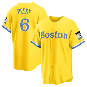 Johnny Pesky Men's Boston Red Sox Replica Blue 2021 City Connect Player Jersey - Gold/Light