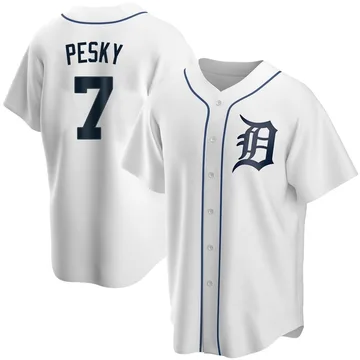 Johnny Pesky Men's Detroit Tigers Replica Home Jersey - White