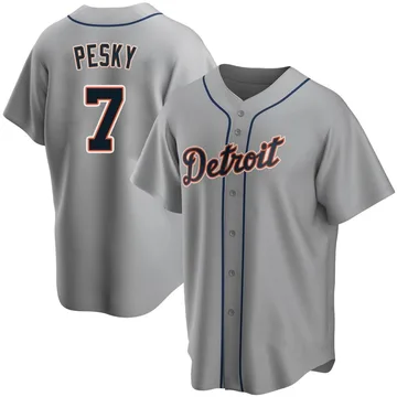 Johnny Pesky Men's Detroit Tigers Replica Road Jersey - Gray