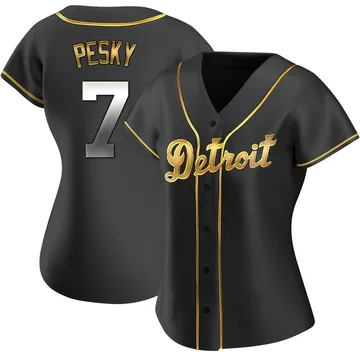 Johnny Pesky Women's Detroit Tigers Replica Alternate Jersey - Black Golden