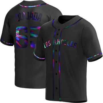 Jose Quijada Men's Los Angeles Angels Replica Alternate Jersey - Black Holographic