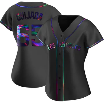 Jose Quijada Women's Los Angeles Angels Replica Alternate Jersey - Black Holographic