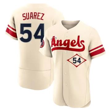 Jose Suarez Men's Los Angeles Angels Authentic 2022 City Connect Jersey - Cream