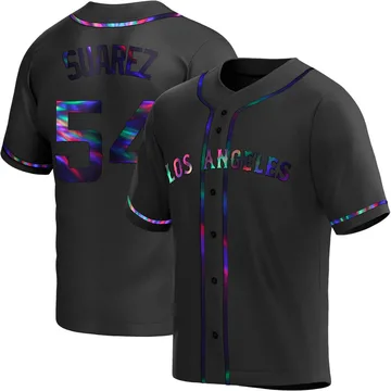 Jose Suarez Men's Los Angeles Angels Replica Alternate Jersey - Black Holographic