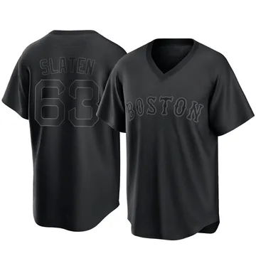 Justin Slaten Men's Boston Red Sox Replica Pitch Fashion Jersey - Black