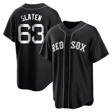 Justin Slaten Youth Boston Red Sox Replica Jersey - Black/White