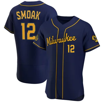 Justin Smoak Men's Milwaukee Brewers Authentic Alternate Jersey - Navy