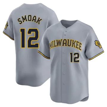 Justin Smoak Men's Milwaukee Brewers Limited Away Jersey - Gray