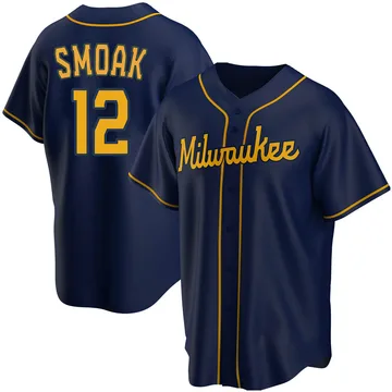 Justin Smoak Men's Milwaukee Brewers Replica Alternate Jersey - Navy