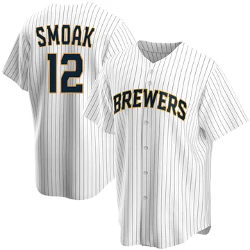 Justin Smoak Men's Milwaukee Brewers Replica Home Jersey - White