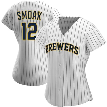 Justin Smoak Women's Milwaukee Brewers Authentic Alternate Jersey - White/Navy