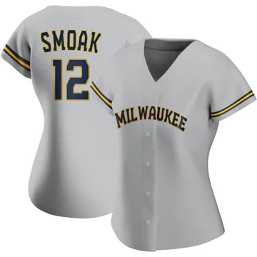 Justin Smoak Women's Milwaukee Brewers Authentic Road Jersey - Gray