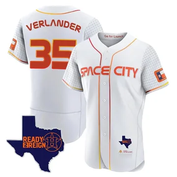 Justin Verlander Men's Houston Astros Authentic 2023 Space City Ready 2 Reign Flex Base Jersey - White