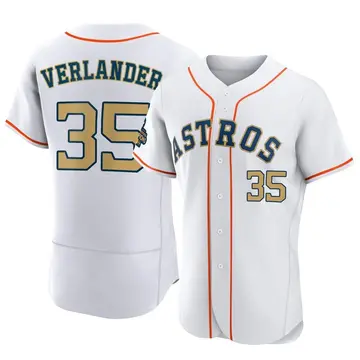 Justin Verlander Men's Houston Astros Authentic White 2023 Collection Jersey - Gold