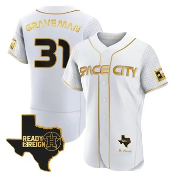 Kendall Graveman Men's Houston Astros Authentic 2023 Space City Ready 2 Reign Flex Base Jersey - White/Gold