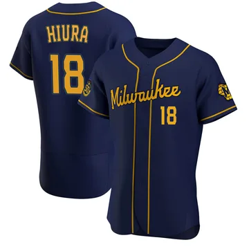 Keston Hiura Men's Milwaukee Brewers Authentic Alternate Jersey - Navy