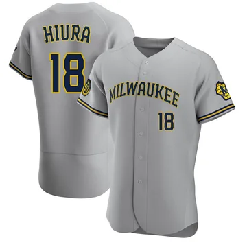 Keston Hiura Men's Milwaukee Brewers Authentic Road Jersey - Gray