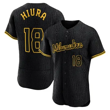 Keston Hiura Men's Milwaukee Brewers Authentic Snake Skin City Jersey - Black