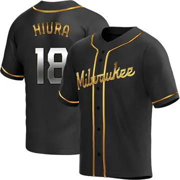 Keston Hiura Men's Milwaukee Brewers Replica Alternate Jersey - Black Golden