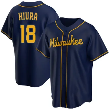 Keston Hiura Men's Milwaukee Brewers Replica Alternate Jersey - Navy