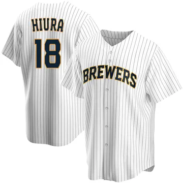 Keston Hiura Men's Milwaukee Brewers Replica Home Jersey - White