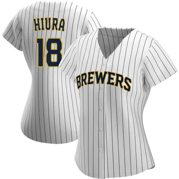 Keston Hiura Women's Milwaukee Brewers Authentic Alternate Jersey - White/Navy