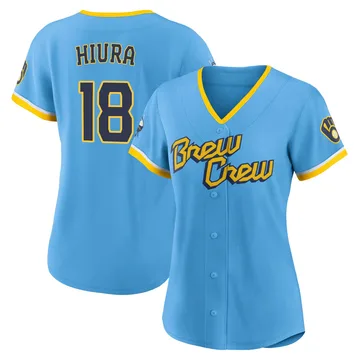 Keston Hiura Women's Milwaukee Brewers Authentic Powder 2022 City Connect Jersey - Blue