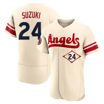 Kurt Suzuki Men's Los Angeles Angels Authentic 2022 City Connect Jersey - Cream