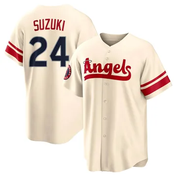 Kurt Suzuki Men's Los Angeles Angels Replica 2022 City Connect Jersey - Cream