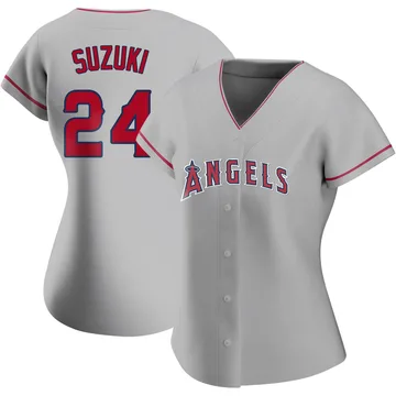 Kurt Suzuki Women's Los Angeles Angels Authentic Silver Road Jersey