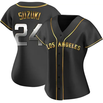 Kurt Suzuki Women's Los Angeles Angels Replica Alternate Jersey - Black Golden