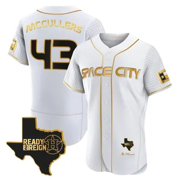 Lance Mccullers Jr. Men's Houston Astros Authentic Lance McCullers Jr. 2023 Space City Ready 2 Reign Flex Base Jersey - White/Go