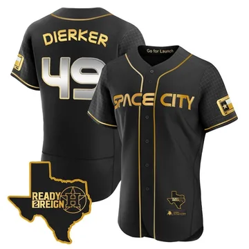 Larry Dierker Men's Houston Astros Authentic 2023 Space City Ready 2 Reign Flex Base Jersey - Black/Gold