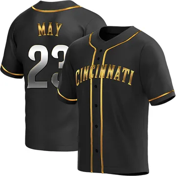 Lee May Men's Cincinnati Reds Replica Alternate Jersey - Black Golden