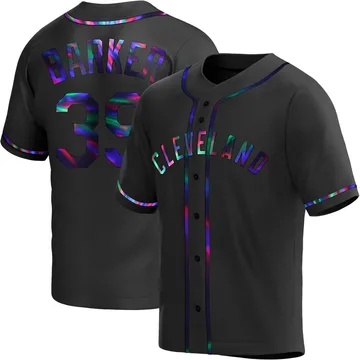 Len Barker Men's Cleveland Guardians Replica Alternate Jersey - Black Holographic