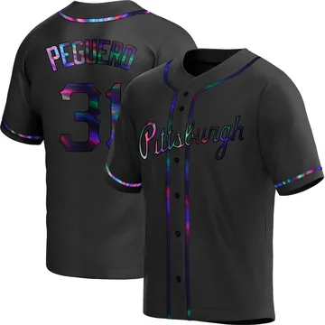 Liover Peguero Men's Pittsburgh Pirates Replica Alternate Jersey - Black Holographic