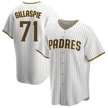 Logan Gillaspie Men's San Diego Padres Replica Home Jersey - White/Brown