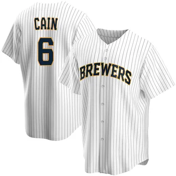 Lorenzo Cain Men's Milwaukee Brewers Replica Home Jersey - White