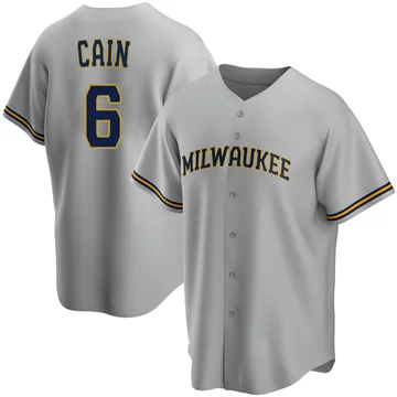 Lorenzo Cain Men's Milwaukee Brewers Replica Road Jersey - Gray