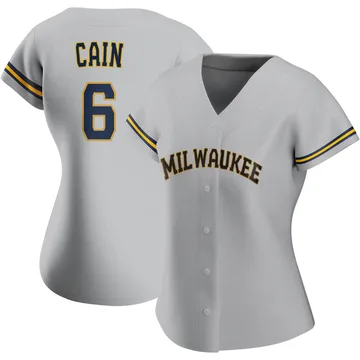 Lorenzo Cain Women's Milwaukee Brewers Authentic Road Jersey - Gray