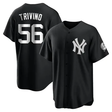 Lou Trivino Men's New York Yankees Replica Jersey - Black/White