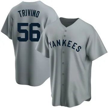 Lou Trivino Men's New York Yankees Replica Road Cooperstown Collection Jersey - Gray