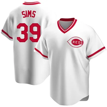 Lucas Sims Men's Cincinnati Reds Replica Home Cooperstown Collection Jersey - White