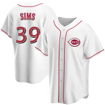 Lucas Sims Men's Cincinnati Reds Replica Home Jersey - White