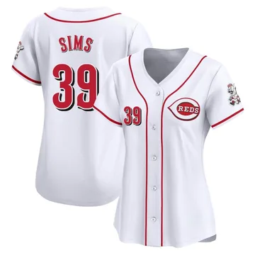 Lucas Sims Women's Cincinnati Reds Limited Home Jersey - White